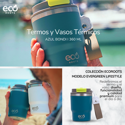 ECOROOTS Evergreen I Termo y vaso térmico 470 ml (Azul Bondi)