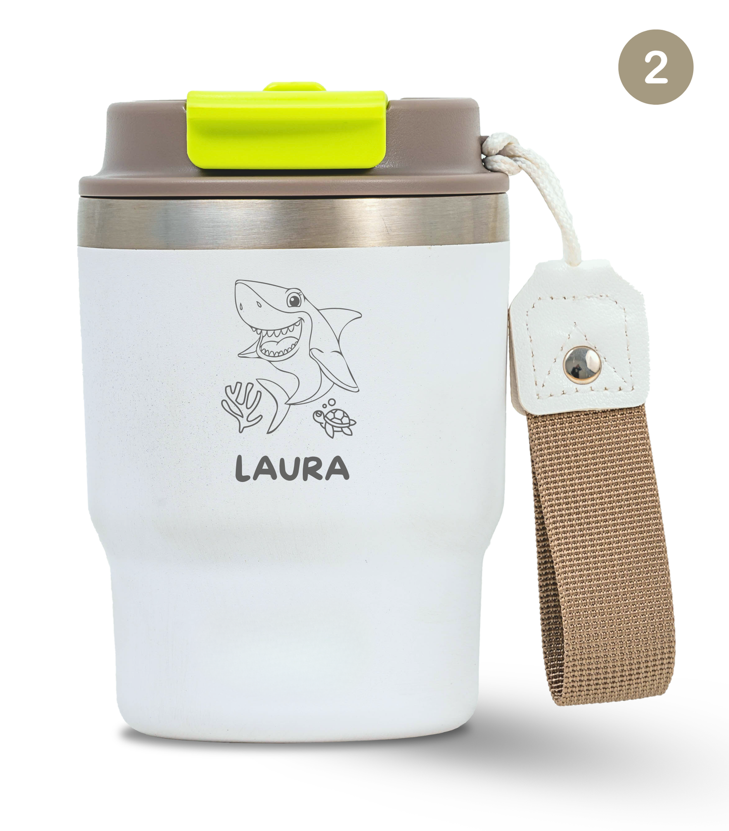 Termo Infantil 360 ml Personalizable | Blanco Marfil | Grabado Láser | ECOROOTS Kids