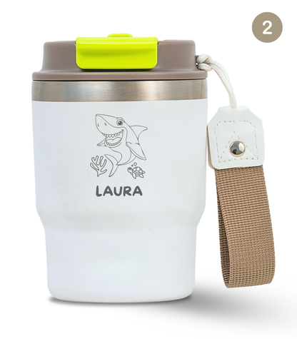 Termo Infantil 360 ml Personalizable | Blanco Marfil | Grabado Láser | ECOROOTS Kids