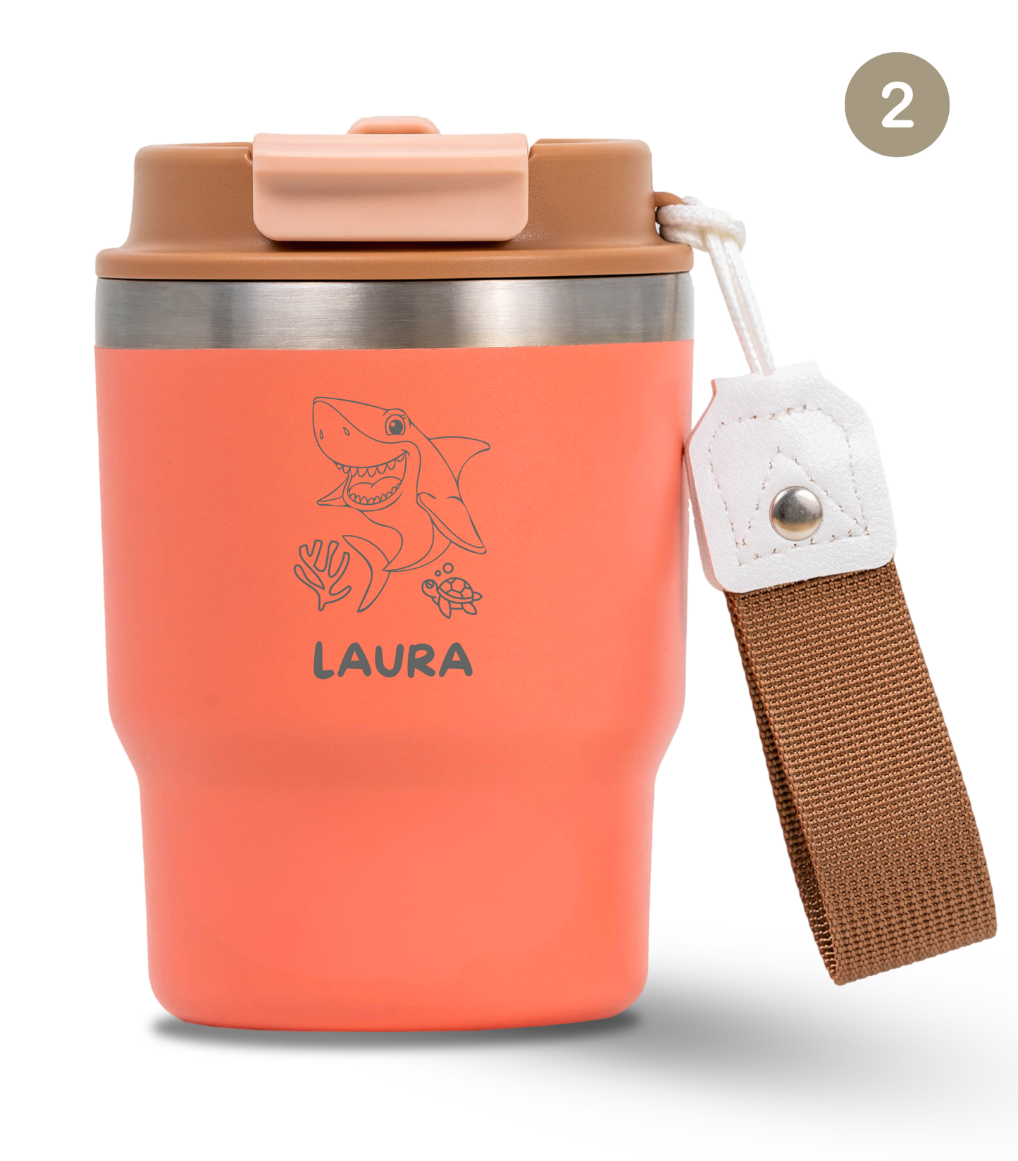 Termo Infantil 360 ml Personalizable | Coral Tropic | Grabado Láser | ECOROOTS Kids