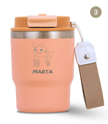 Termo Infantil 360 ml Personalizable | Rosa Quartz | Grabado Láser | ECOROOTS Kids