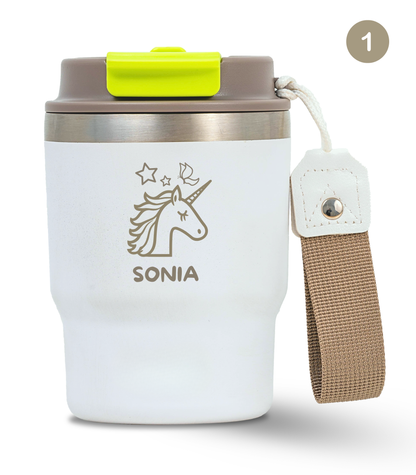Termo Infantil 360 ml Personalizable | Blanco Marfil | Grabado Láser | ECOROOTS Kids