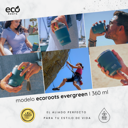 ECOROOTS Evergreen I Termo y vaso térmico 470 ml (Azul Bondi)
