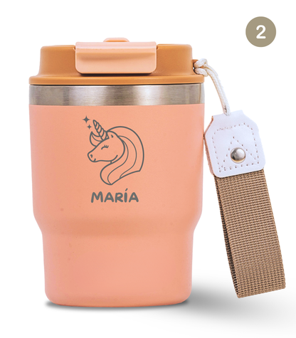 Termo Infantil 360 ml Personalizable | Rosa Quartz | Grabado Láser | ECOROOTS Kids