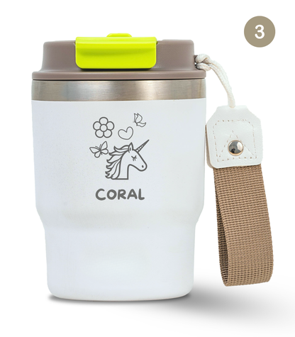 Termo Infantil 360 ml Personalizable | Blanco Marfil | Grabado Láser | ECOROOTS Kids