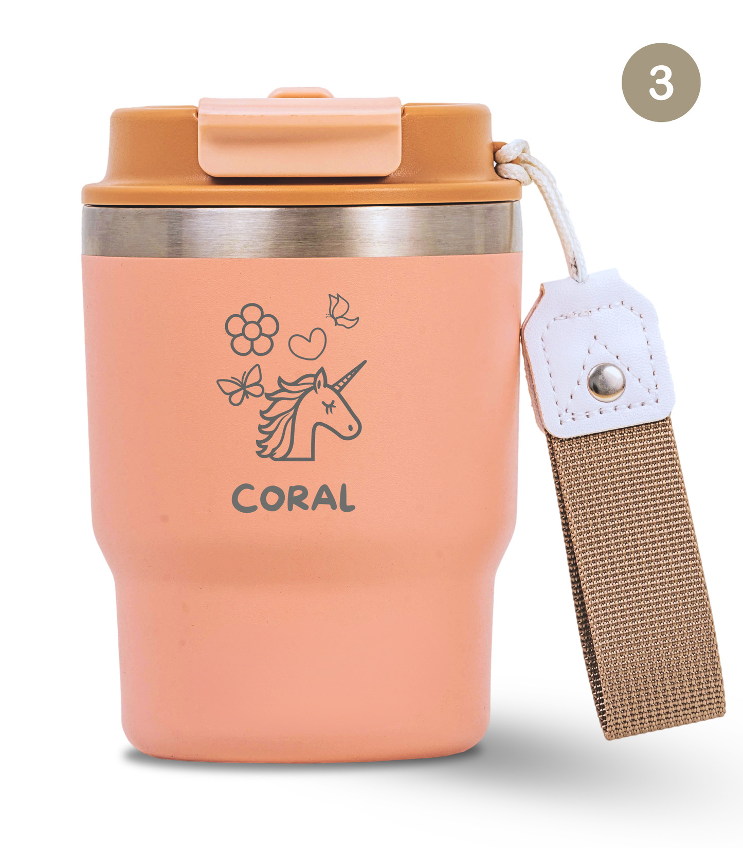 Termo Infantil 360 ml Personalizable | Rosa Quartz | Grabado Láser | ECOROOTS Kids