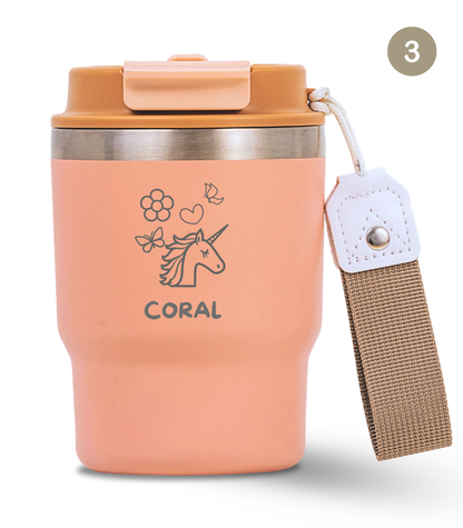 Termo Infantil 360 ml Personalizable | Rosa Quartz | Grabado Láser | ECOROOTS Kids
