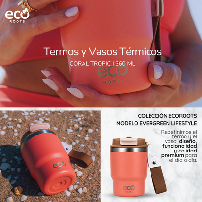 ECOROOTS Evergreen I Termo y vaso térmico 360 ml (Coral Tropic)