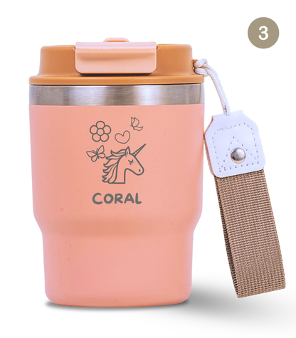 Termo Infantil 360 ml Personalizable | Rosa Quartz | Grabado Láser | ECOROOTS Kids