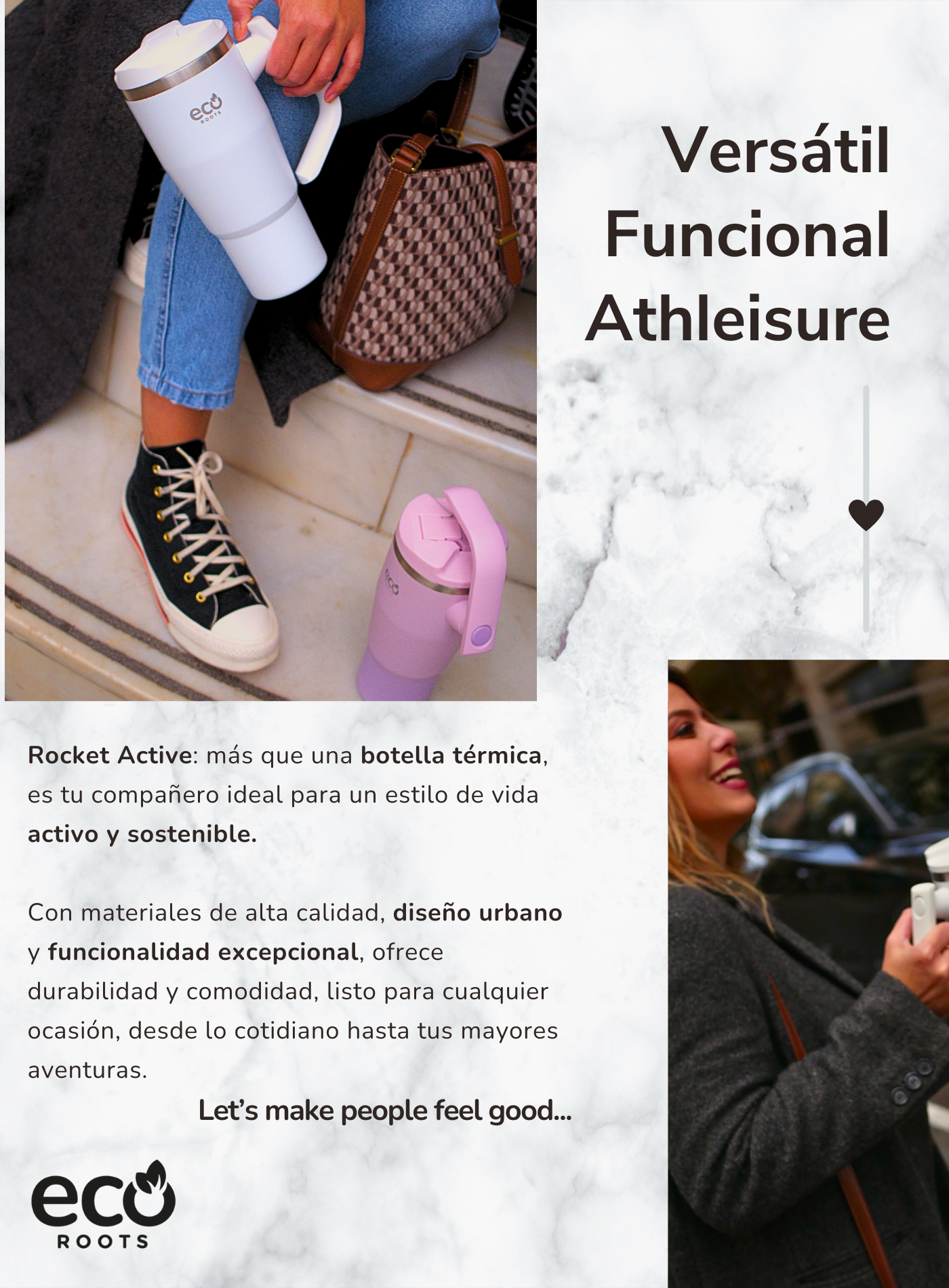 Rocket Active I Botella Térmica I Termo I Asa móvil I Blanco Snow I 940 ml