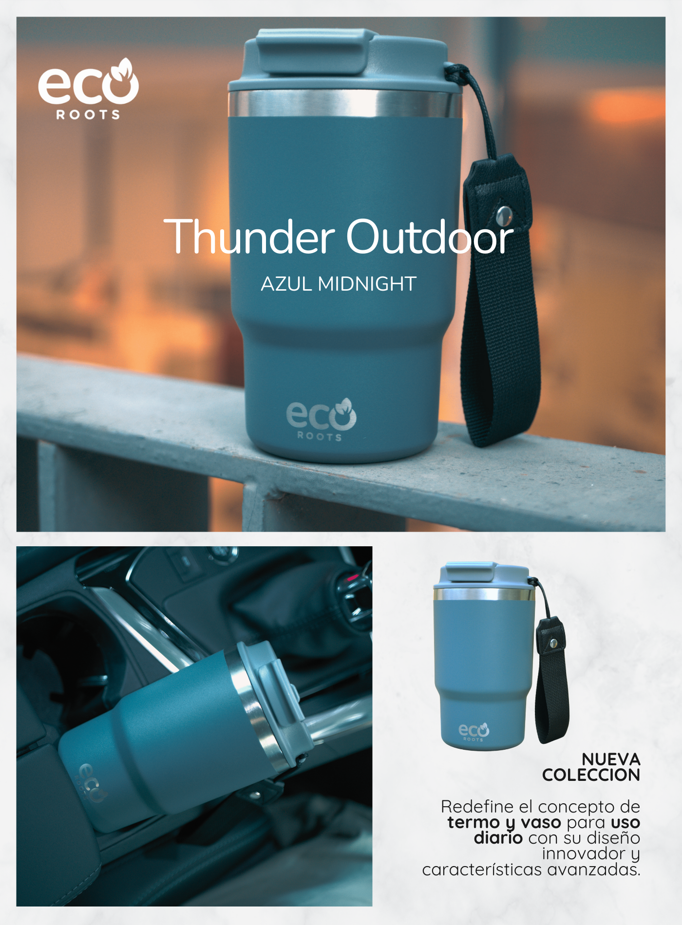 ECOROOTS I Thunder Outdoor ecoroots I Termo I Vaso térmico I Azul Midnight I 470 ml  🛒 (PRÓXIMAMENTE)