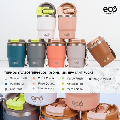 ECOROOTS Evergreen I Termo y vaso térmico 360 ml (Coral Tropic)