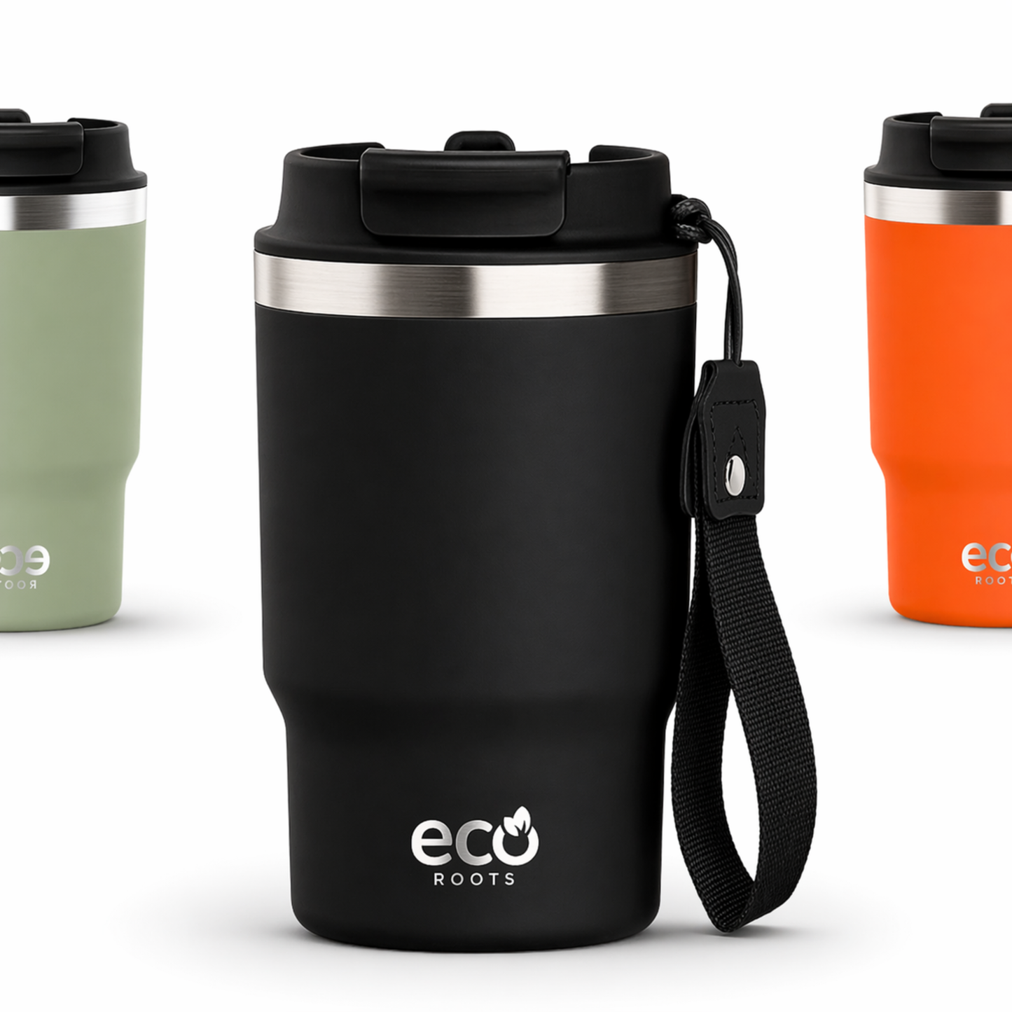 ECOROOTS Thunder I Termo y vaso térmico 470 ml (Negro Antracita)