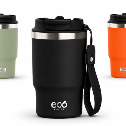 ECOROOTS Thunder I Termo y vaso térmico 470 ml (Negro Antracita)