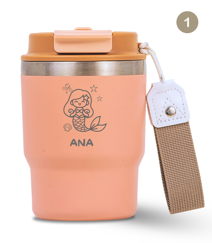 Termo Infantil 360 ml Personalizable | Rosa Quartz | Grabado Láser | ECOROOTS Kids