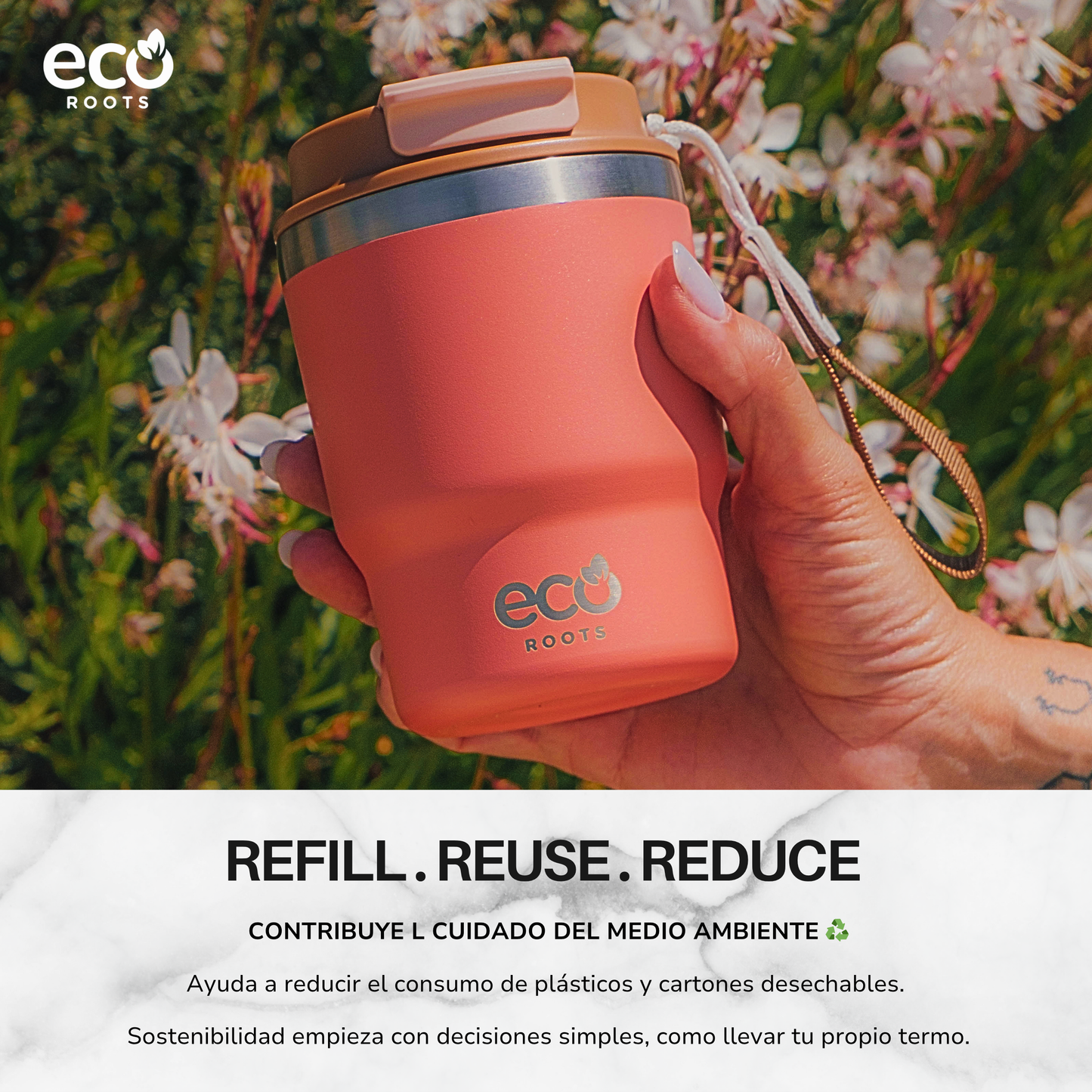 ECOROOTS Evergreen I Termo y vaso térmico 360 ml (Coral Tropic)