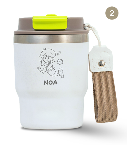 Termo Infantil 360 ml Personalizable | Blanco Marfil | Grabado Láser | ECOROOTS Kids