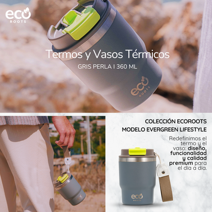 ECOROOTS Evergreen I Termo y vaso térmico 360 ml (Gris Perla)
