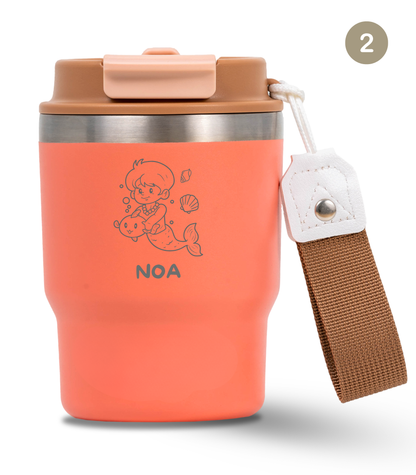 Termo Infantil 360 ml Personalizable | Coral Tropic | Grabado Láser | ECOROOTS Kids