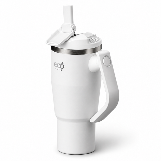 ECOROOTS Rocket I Botella Térmica 940 ml I Asa Giratoria 180º (Blanco Snow)
