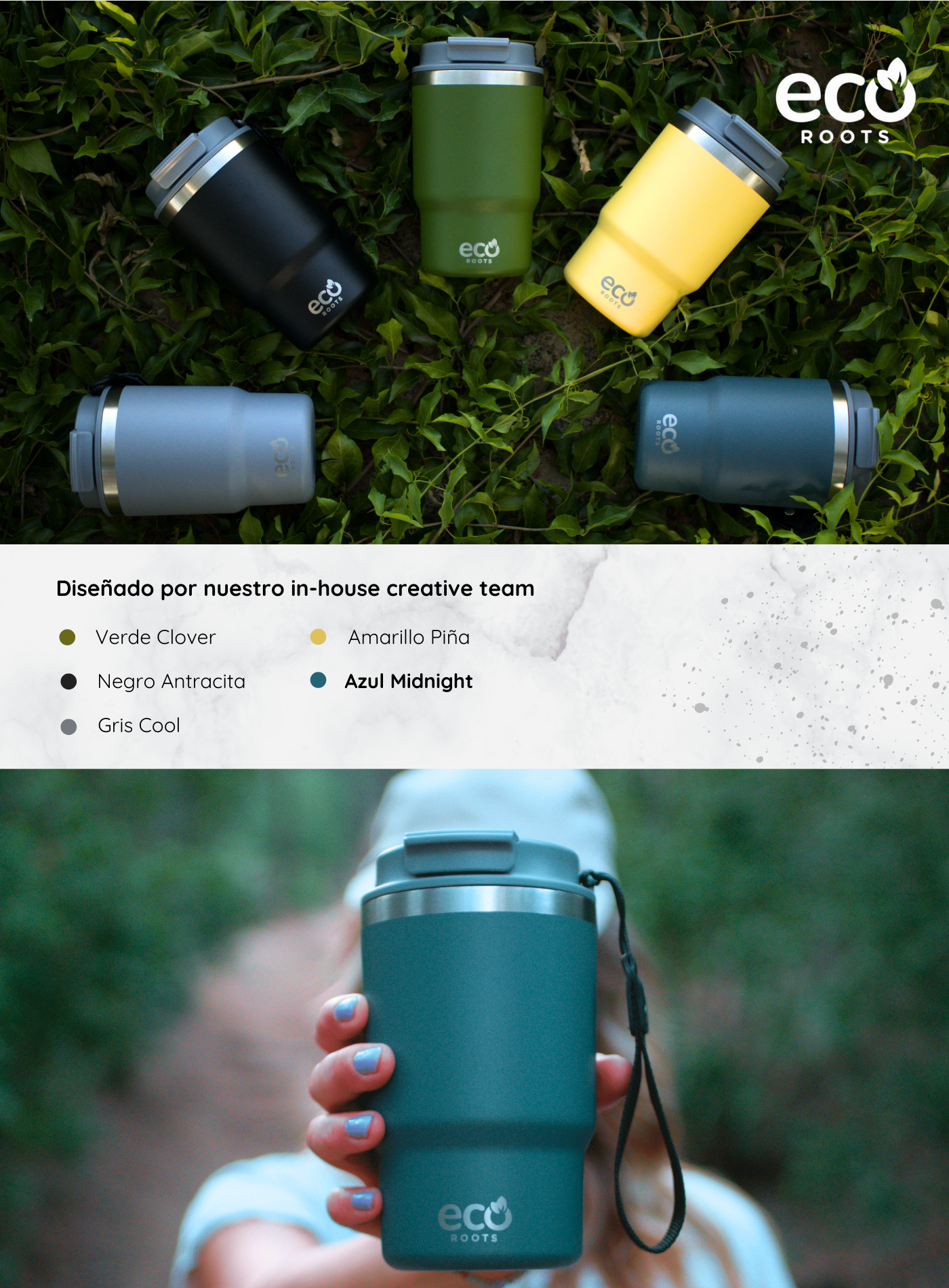 ECOROOTS I Thunder Outdoor ecoroots I Termo I Vaso térmico I Azul Midnight I 470 ml  🛒 (PRÓXIMAMENTE)