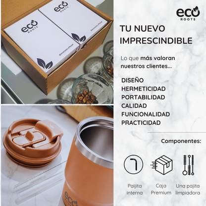 ECOROOTS Evergreen I Termo y vaso térmico 360 ml (Lila Lavanda)