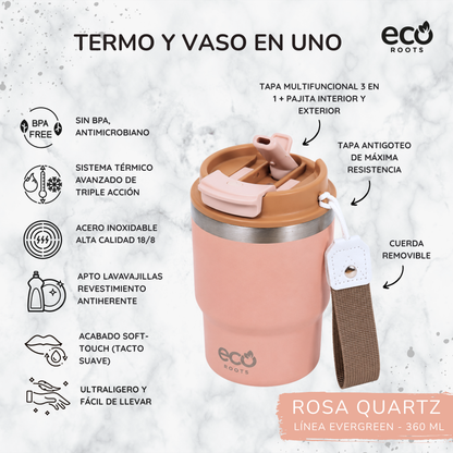 ECOROOTS Evergreen I Termo 360 º I Vaso térmico (Rosa Quartz)