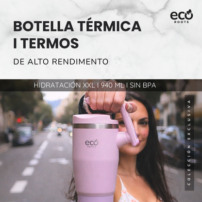 ECOROOTS Rocket I Botella Térmica 940 ml I Asa móvil (Rosa Blush)