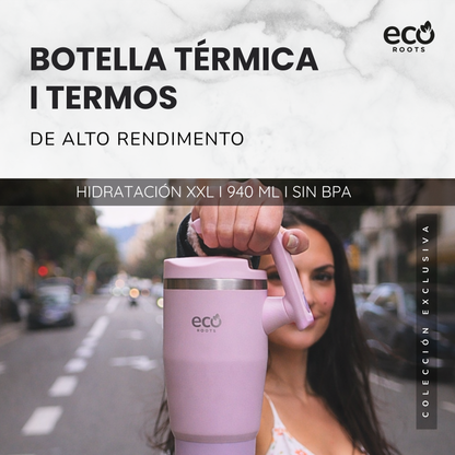 ECOROOTS Rocket I Botella Térmica 940 ml I Asa móvil (Rosa Blush)