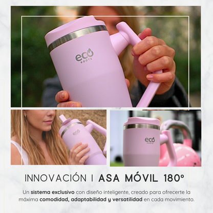 ECOROOTS Rocket I Botella Térmica 940 ml I Asa móvil (Rosa Blush)