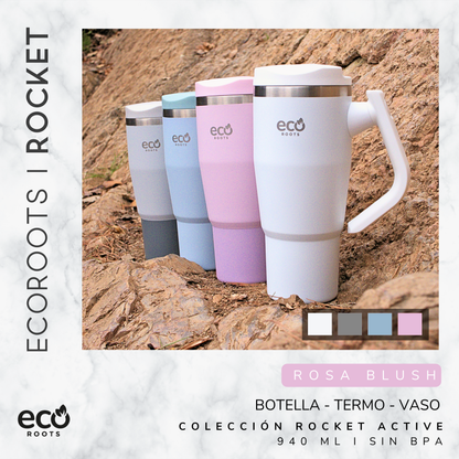 ECOROOTS Rocket I Botella Térmica 940 ml I Asa móvil (Rosa Blush)