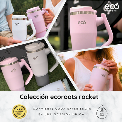 ECOROOTS Rocket I Botella Térmica 940 ml I Asa móvil (Rosa Blush)