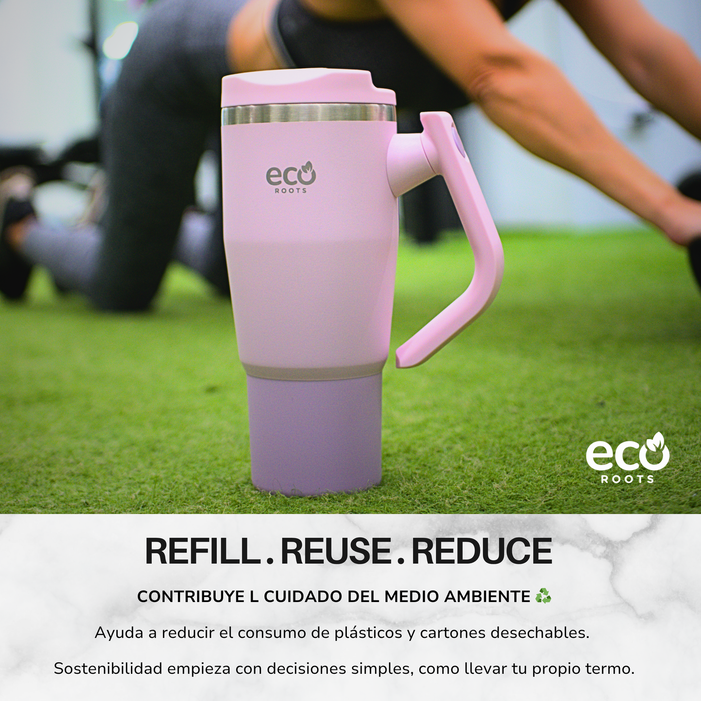 ECOROOTS Rocket I Botella Térmica 940 ml I Asa móvil (Rosa Blush)
