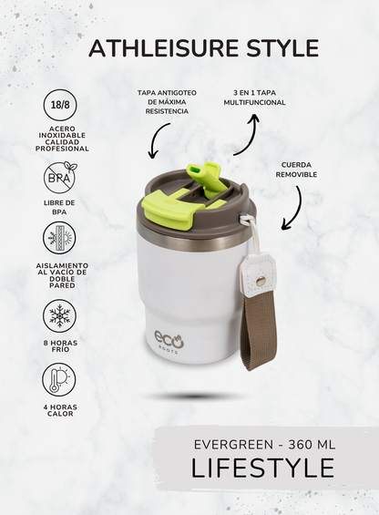 ECOROOTS I Evergreen Lifestyle I Termo I Vaso térmico I Blanco Marfil I 360 ml
