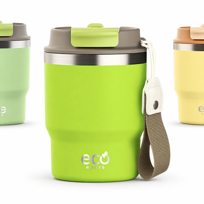 ECOROOTS Evergreen I Termo y vaso térmico 360 ml (Verde Neon)
