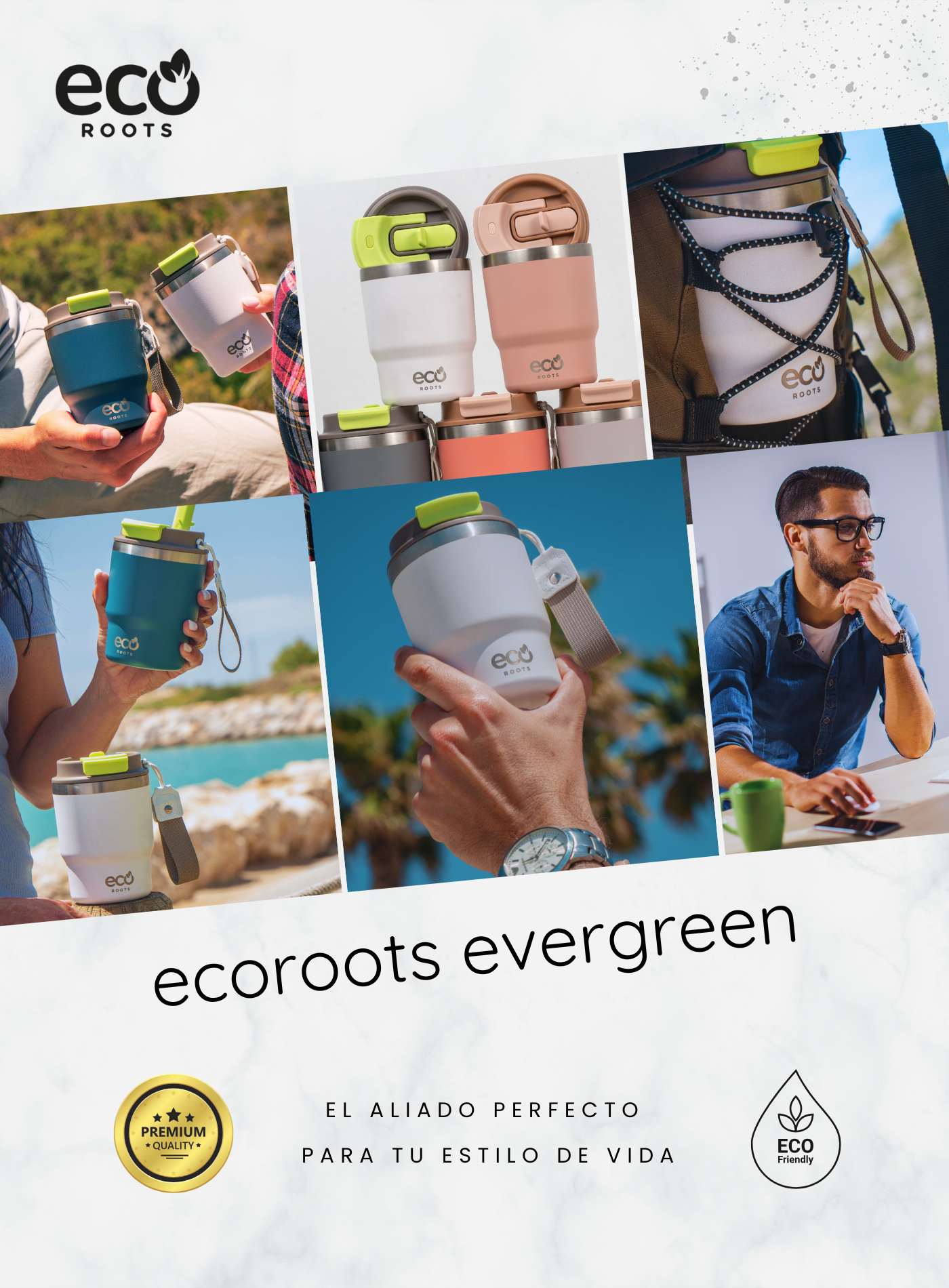 ECOROOTS I Evergreen Lifestyle I Termo I Vaso térmico I Blanco Marfil I 360 ml