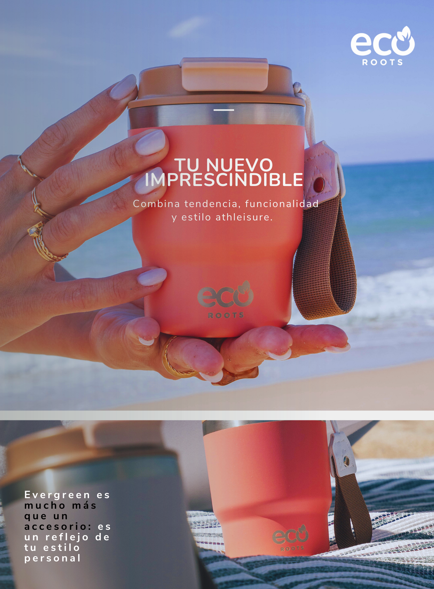 ECOROOTS I Evergreen Lifestyle I Termo I Vaso térmico I Coral Tropic I 360 ml