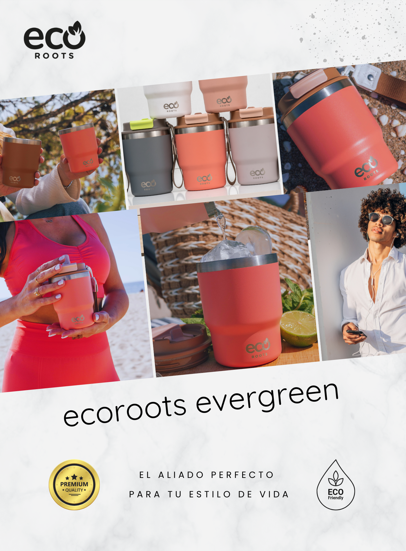 ECOROOTS I Evergreen Lifestyle I Termo I Vaso térmico I Coral Tropic I 360 ml