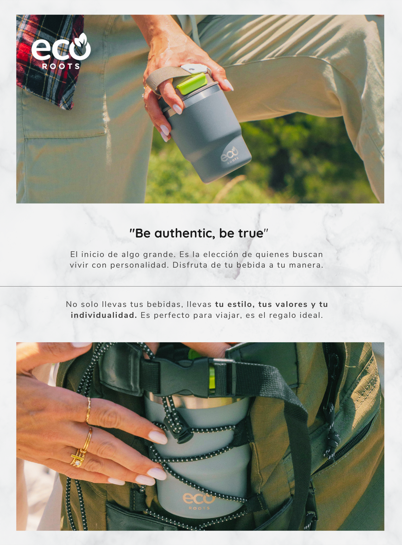 ECOROOTS I Evergreen Lifestyle I Termo I Vaso térmico I Gris Perla I 360 ml