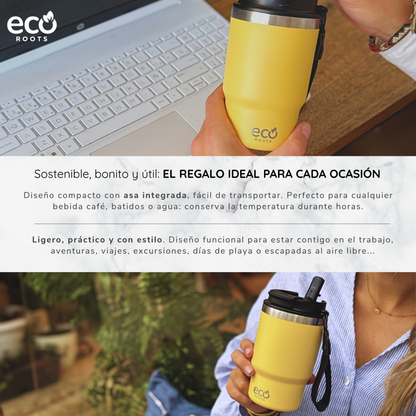 ECOROOTS Thunder I Termo y vaso térmico 470 ml (Amarilla Piña)