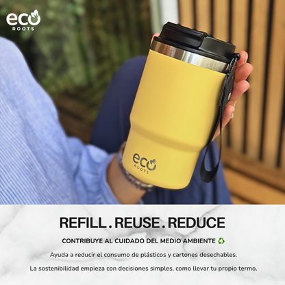 ECOROOTS Thunder I Termo y vaso térmico 470 ml (Amarilla Piña)
