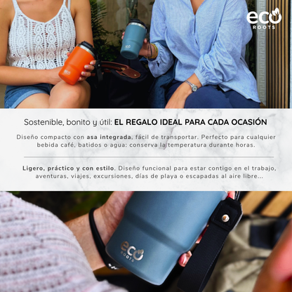 ECOROOTS Thunder I Termo y vaso térmico 470 ml (Azul Midnight)