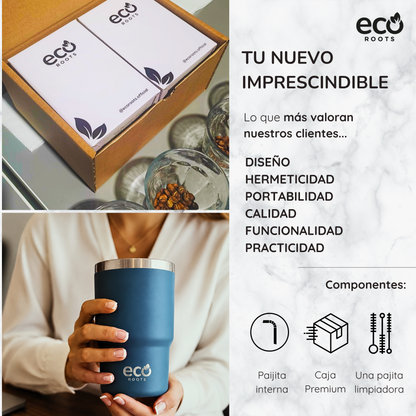 ECOROOTS Thunder I Termo y vaso térmico 470 ml (Azul Midnight)