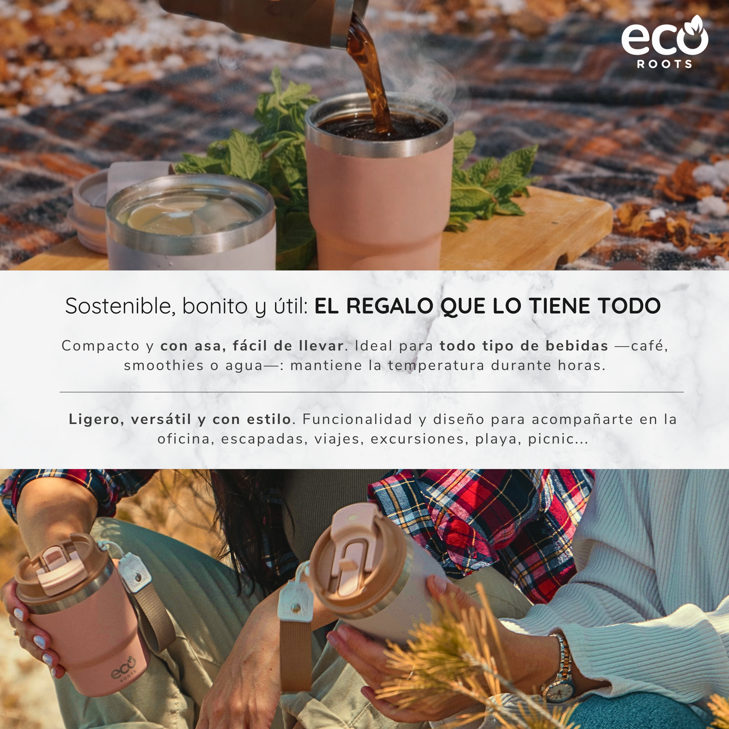 ECOROOTS Evergreen I Termo 360 º I Vaso térmico (Rosa Quartz)