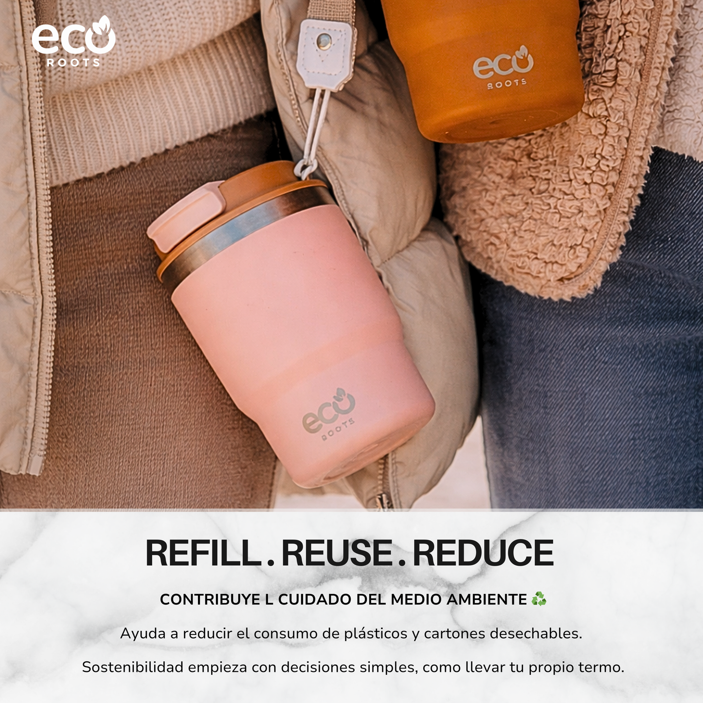 ECOROOTS Evergreen I Termo 360 º I Vaso térmico (Rosa Quartz)