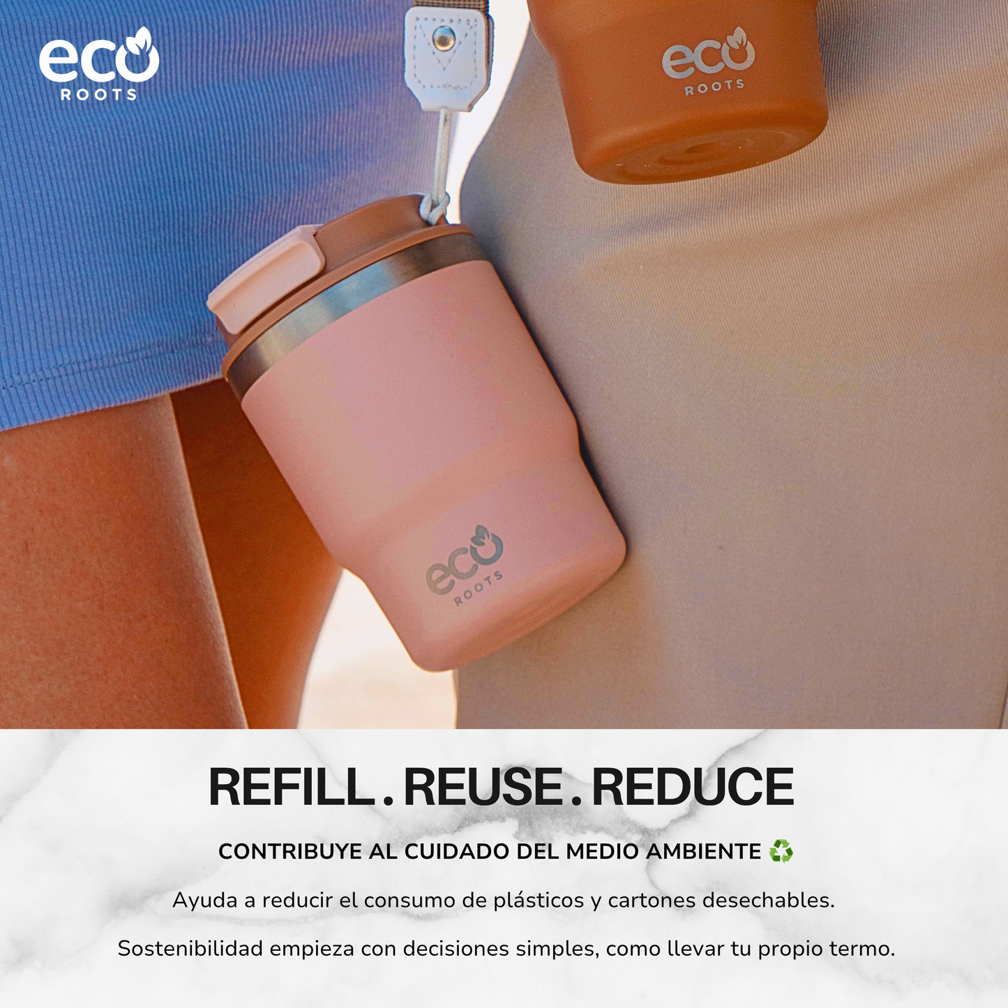 ECOROOTS Evergreen I Termo 360 º I Vaso térmico (Rosa Quartz)