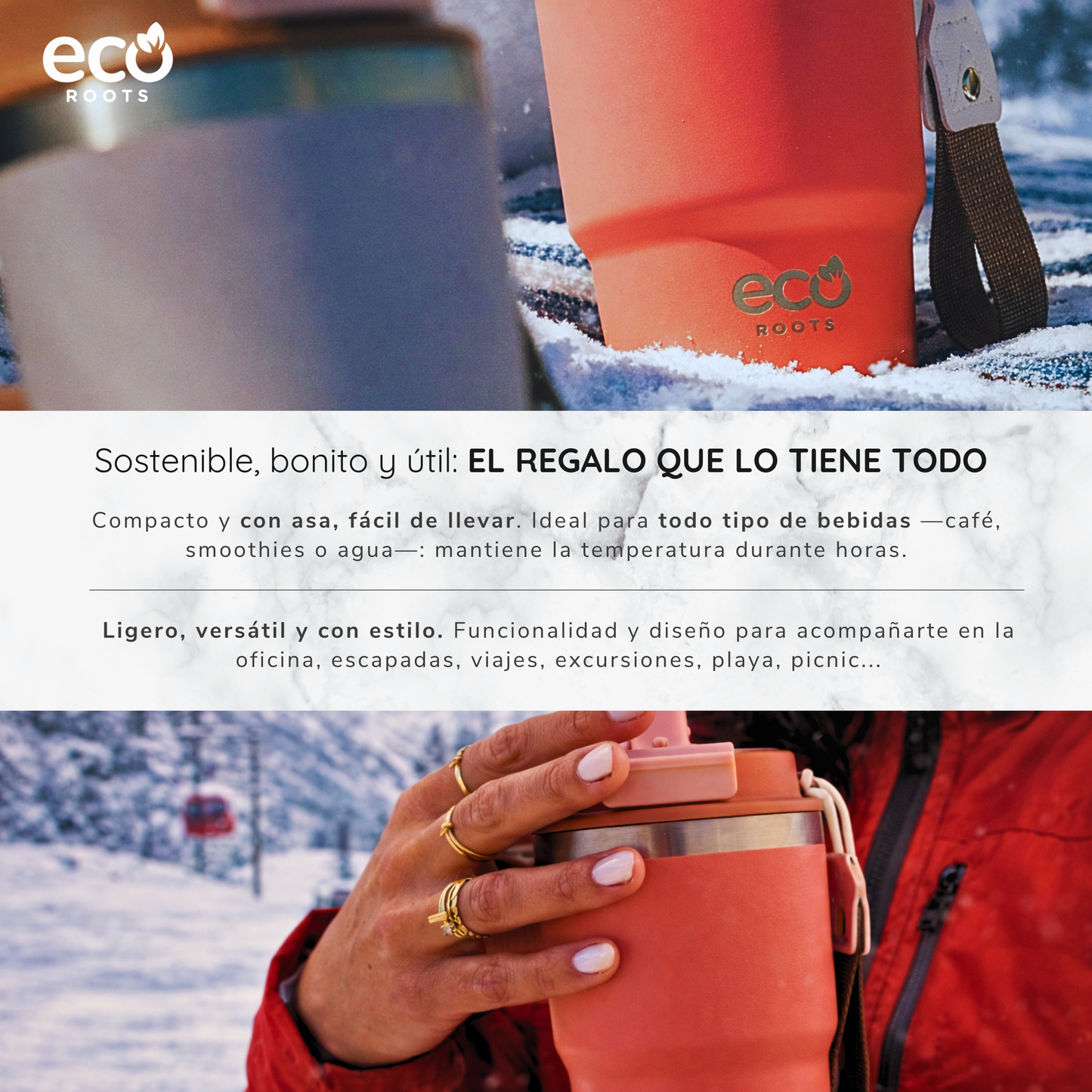 ECOROOTS Evergreen I Termo 360 º I Vaso térmico (Coral Tropic)