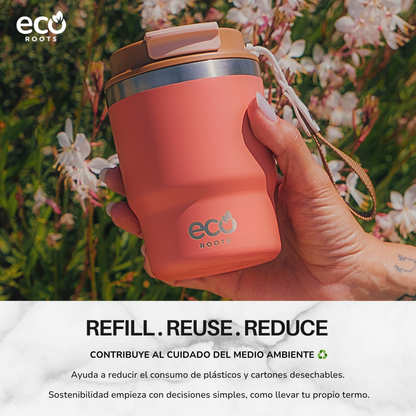 ECOROOTS Evergreen I Termo y vaso térmico 360 ml (Coral Tropic)
