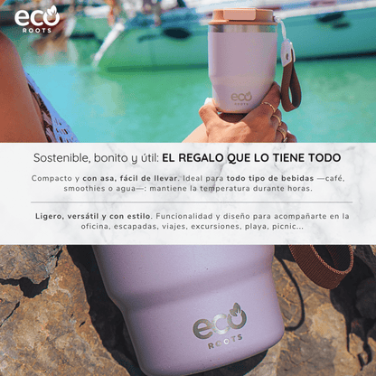 ECOROOTS Evergreen I Termo y vaso térmico 360 ml (Lila Lavanda)