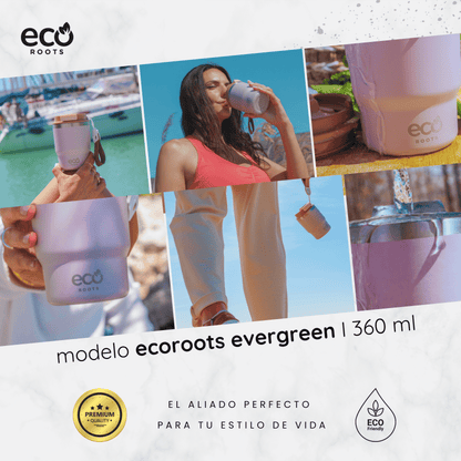ECOROOTS Evergreen I Termo y vaso térmico 360 ml (Lila Lavanda)